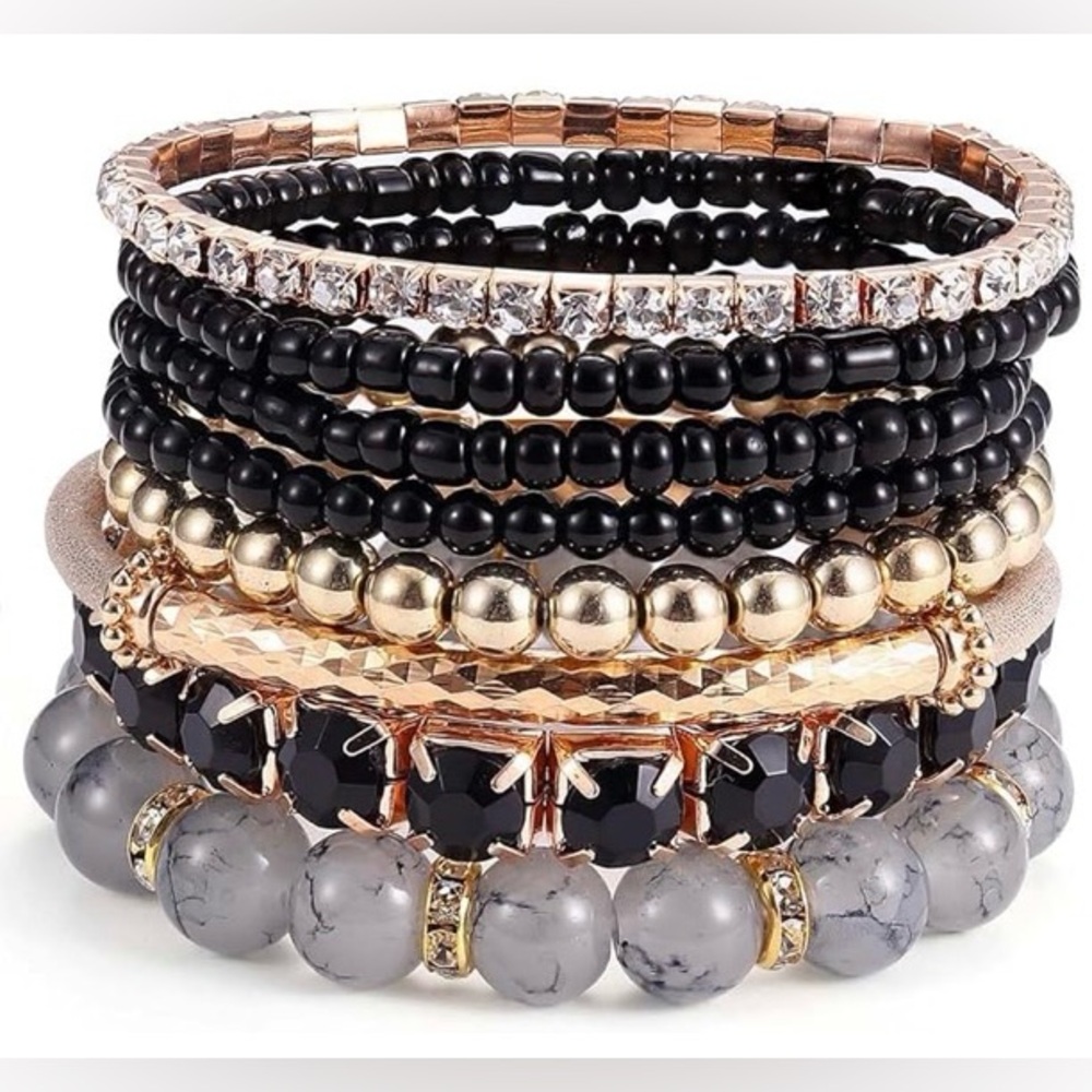 Elegant Multi-Color Beaded Bracelet Set